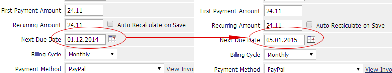 Vremenska crta usluge nakon kasnog plaćanja - ispravljeni datumi